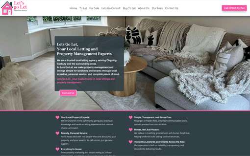 Homepage of lets go let website